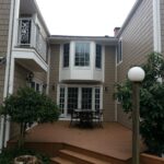 after construction photo of the deck and second floor balcony