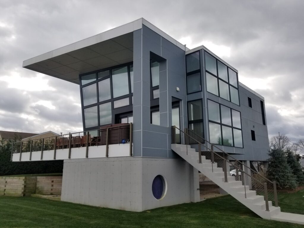 after construction photo of back of home