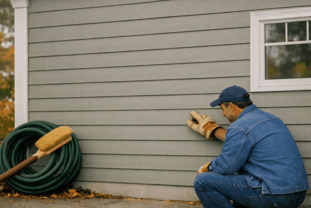 Homeowner checking their exteriors.